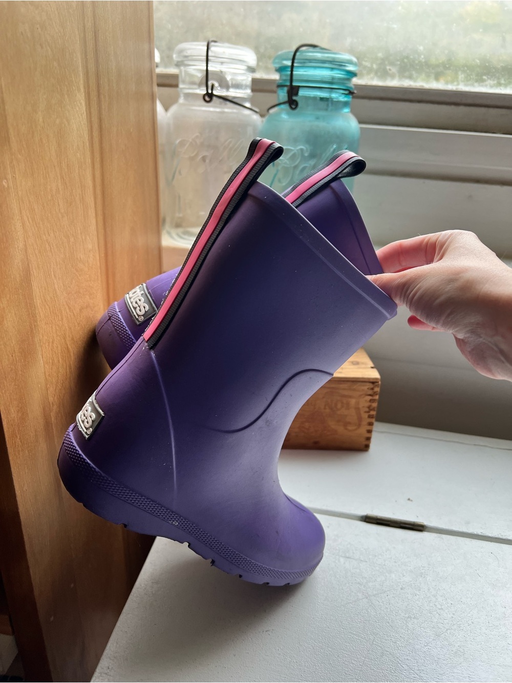 Totes Everywear Rain Boots Purple & Pink Little Girls size 11/12